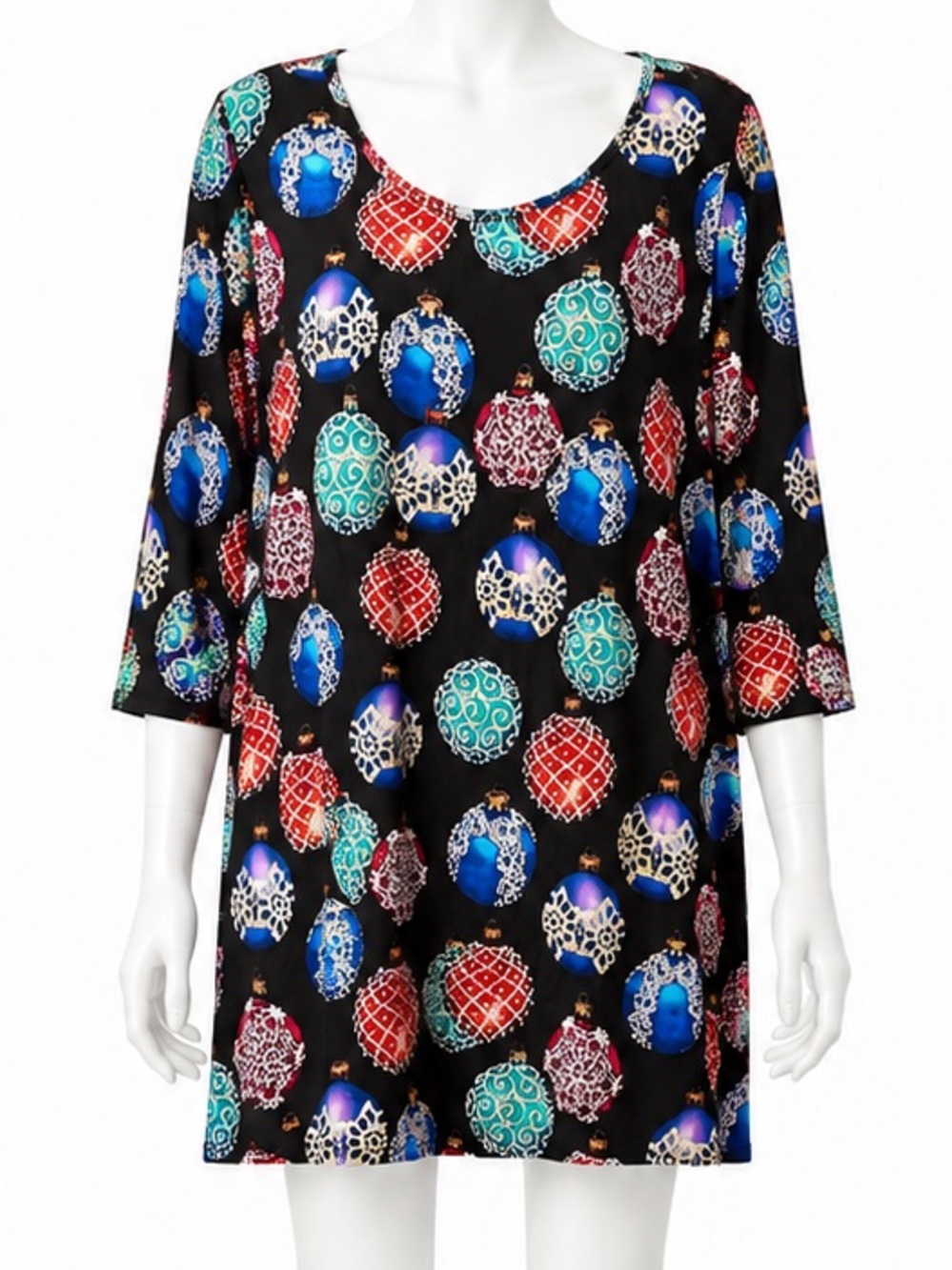 Tacera Black Dress with Colorful Ornaments size 2x